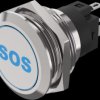 Vandal-proof pushbutton, silver, illuminated  (blue), mounting Ø 22 mm, IP65/IP67, 82-6151.1A24.B015