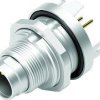 Panel plug, 2 pole, THT, screw locking, straight, 09 0403 30 02