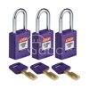 Kłódka LOTO SafeKey nylonowa, szekla stalowa 38 mm, fioletowa (3 szt.), 150229