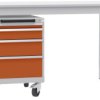 Manuflex TP1143.2001 Szafka szufladowa BASETEC przenośna, wysokość użytkowa 500 mm z 4 szufladami, w kolorze czerwonawo