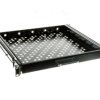 Półka 19 cali 1U głębokość 400mm regulacja +/-200mm wysuwana RAL9005 19-0055C