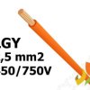 Przewód LGY 2,5 mm2 pomarańczowy (450/750V) jednożyłowy linka H07V-K (krążki 100m) 4520092 LAPP KABEL