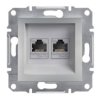 ASFORA Gniazdo komputerowe podwójne 2xRJ45 kat.5e aluminium EPH4400161 SCHNEIDER ELECTRIC