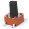 Short-stroke pushbutton, Form A (N/O), 50 mA/24 VDC, unlit , actuator (black, L 5.9 mm), 1.56 N, SMD, 3-1437566-8
