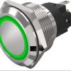 Vandal-proof pushbutton switch, silver, illuminated  (white), mounting Ø 22 mm, IP65/IP67, 82-6651.2154