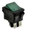 Przełącznik; klawiszowy (kołyskowy); R2101C5LBG9NW; ON-OFF; 2 tory; zielony; podświetlenie neonówka 250V; zielony; bistabilny; k
