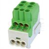 Blok rozdzielczy dystrybucyjny Al/Cu (max. 25mm2) na szynę TH35 zielony SDB100 25 SIMBLOCK SIMET