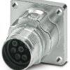 Surface mount socket, M17, 6 pole, crimp connection, standard/ONECLICK quick locking system, straight, 1628917
