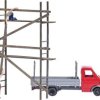 Busch 7901 H0 Model pojazdu budowlanego Iveco Transporter Daly z rusztowaniami i 2 pracownikami rusztowań