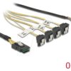 85683 Cable, Mini SAS SFF-8087 > 4x Angled SATA + Sideband 0.5 m.