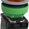 Toggle switch, 2 positions, illuminable, latching, 1 Form A (N/O) + 1 Form B (N/C), waistband round, orange, front ring gray, 90