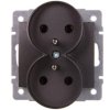 LOGI Gniazdo podwójne 2x2P+Z śrubowe 16A 250V Grafit 25269