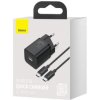 BASEUS ŁADOWARKA SIECIOWA Z KABLEM USB-C DO USB-C TZCCSUP-L01 SUPER SI 1C 25W CZARNA