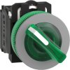 Toggle switch, 2 positions, illuminable, latching, 1 Form A (N/O) + 1 Form B (N/C), waistband round, green, front ring gray, 90°