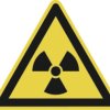 Warning sign, symbol: radioactive, Ø 100 mm, plastic, 024.01-9-100-W1