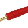 Wtyk bananowy; 2mm; 25.205.1; czerwony; 36mm; lutowany; 10A; 60V; mosiądz złocony; PVC; Amass; RoHS