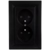Gniazdo 2x2P+PE Asfora antracyt z ramką EPH9800271