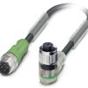 Kabel do czujników/elementów wykonawczych Phoenix Contact SAC-4P-M12MS/3,0-PUR/M12FR-3L 1668548, złącze żeńskie M12, kąt