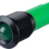Lampka kontrolna do montażu panelowego 24V dc, zielona 16mm LED Faston, oczko lutownicze APEM
