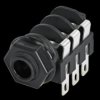 6.35 mm jack panel socket, 3 pole (stereo), solder connection, PA, NMJ6HF-S