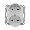 Simon 55 Gniazdo wtyczkowe podwójne bez uziemienia z przesłonami (moduł) 16 A, 250 V~, szybkozłącza Aluminium mat TG2MCZ.01/143