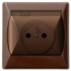AKCENT Gniazdo pojedyncze z uziemieniem IP44 z klapką brązowe GPH-1AZ/24/d OSPEL