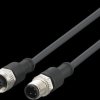 Sensor actuator cable, M12 cable plug, straight, A to M12 cable socket, straight, A, 4 pole/8 pole, 1 m, PUR, black, E12572