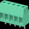 Pin header, 5 pole, pitch 3.81 mm, straight, green, 284392-5