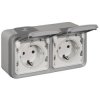 Legrand 069742 Plexo Socket: 2-Way IP44 Grey Surface Mounted