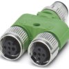 Adapter, 2 x M12 (5 pole, socket) to M12 (5 pole, plug), Y-shape, 1546068