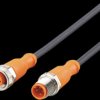 Sensor actuator cable, M12 cable plug, straight, A to M12 cable socket, straight, A, 5 pole/4 pole, 1.5 m, PUR, black, 4 A, EVC3