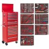 Sealey TBTPCOMBO1 Tool Chest Combi 14 Drawer - BB Runners - Red & Tool Kit 446pc