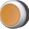 Pushbutton, illuminable, groping, waistband round, orange, front ring silver gray, mounting Ø 22.5 mm, 167429