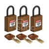 Kłódka LOTO SafeKey kompaktowa, nylonowa, szekla 25 mm, brązowa (3 szt.), 150196