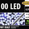 100 LED lampki z zasilaczem biały,przewód przeźroczysty 4,95m dł. + 3m wewn/zewn 230V/31V 3,72W IP44 13-114