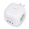 Kostka zasilająca 6w1 - 2x USB typu A i 1x USB typu C - z podświetlanym włącznikiem - Qoltec 52548