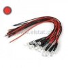 Dioda LED 5mm 12V DC czerwona clear; przewód 20cm