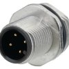 Panel plug, M12, 4 pole, solder connection, screw locking, straight, 09 0431 387 04