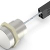 Vandal-proof pushbutton, 1 pole, silver, unlit , 1 A/24 VDC, mounting Ø 16 mm, IP68, 2342838-3