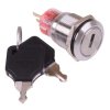 2 Position Latching 19mm Stainless Steel Key Switch IP40 NO/NC
