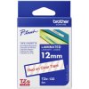 Brother TZE132 TZe Labelling Tape 12mm x 8m Laminated Red on Clear