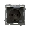 AS Gniazdo bryzgoszczelne z/u Schuko IP44 klapka przezroczysta satyna light GPH-1GS/m/45/d