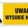 ZNAK - HB016 Uwaga wysokie napięcie 45 x 15 cm FN - Folia samoprzylepna