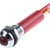 Lampka kontrolna do montażu panelowego 12V dc, czerwona 8mm LED Chrom Faston, oczko lutownicze RS PRO