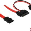 84418 Delock Cable Slim SATA female > SATA 7 pin + SATA 15 pin 5 V 50