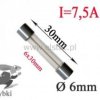 0,75A bezpiecznik szklany szybki 6x30mm