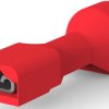 Insulated flat plug sleeve, 2.8 x 0.81 mm, 0.32 to 0.82 mm², AWG 22 to 18, brass, tin-plated, red, 2-520310-2