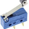 Subminiature snap-action switch, On-On, plug-in connection, roller lever, 0.6 N, 6 (2) A/250 VAC, IP40, 1050.6702