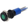 R-TECH 656966 Panel Indicator 8mm Flat 12V Grn Black Plated Brass