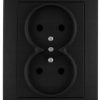 Gniazdo podwójne z uziemieniem czarne podtynkowe Wesa Lc-16C